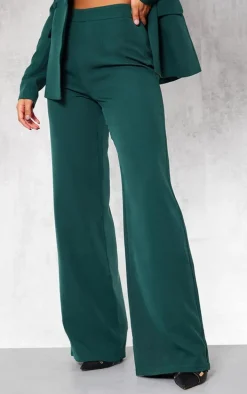 Forest Green Woven High Waisted Tailored Wide Leg Pants