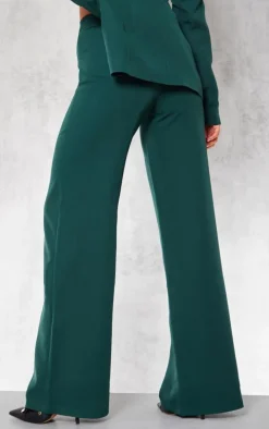 Forest Green Woven High Waisted Tailored Wide Leg Pants