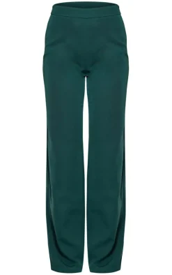 Forest Green Woven High Waisted Tailored Wide Leg Pants