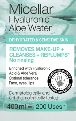 Garnier Hyaluronic Aloe Micellar Cleansing Water For Dehydrated Skin 400ml
