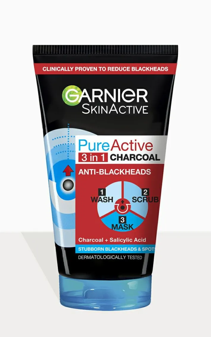 Garnier Pure Active 3in1 Blackhead Mask-Wash-Scrub 150ml Face Cleanser