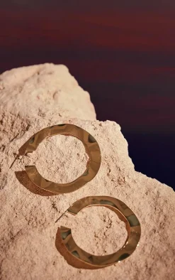 Gold Abstract Wave Hoop Earrings