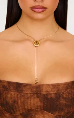 Gold Chain Jewel Pendant Long Necklace