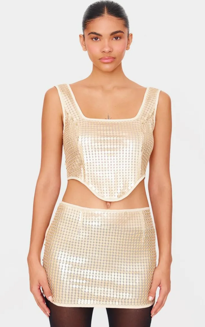 Gold Chain Sequin Corset Top