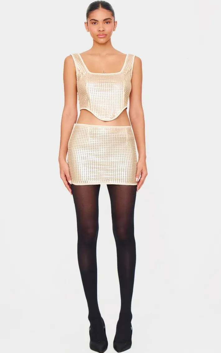 Gold Chain Sequin Corset Top