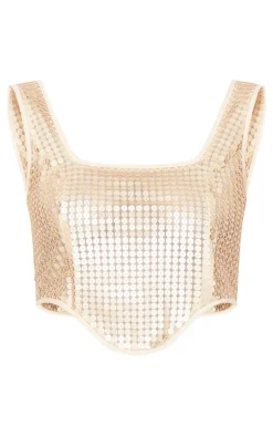 Gold Chain Sequin Corset Top