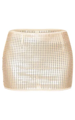 Gold Chain Sequin Low Rise Micro Mini Skirt