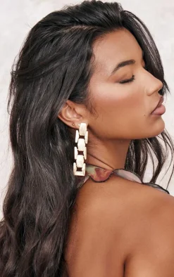 Gold Chunky Chain Drop Statement Earrings