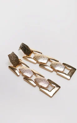 Gold Chunky Chain Drop Statement Earrings