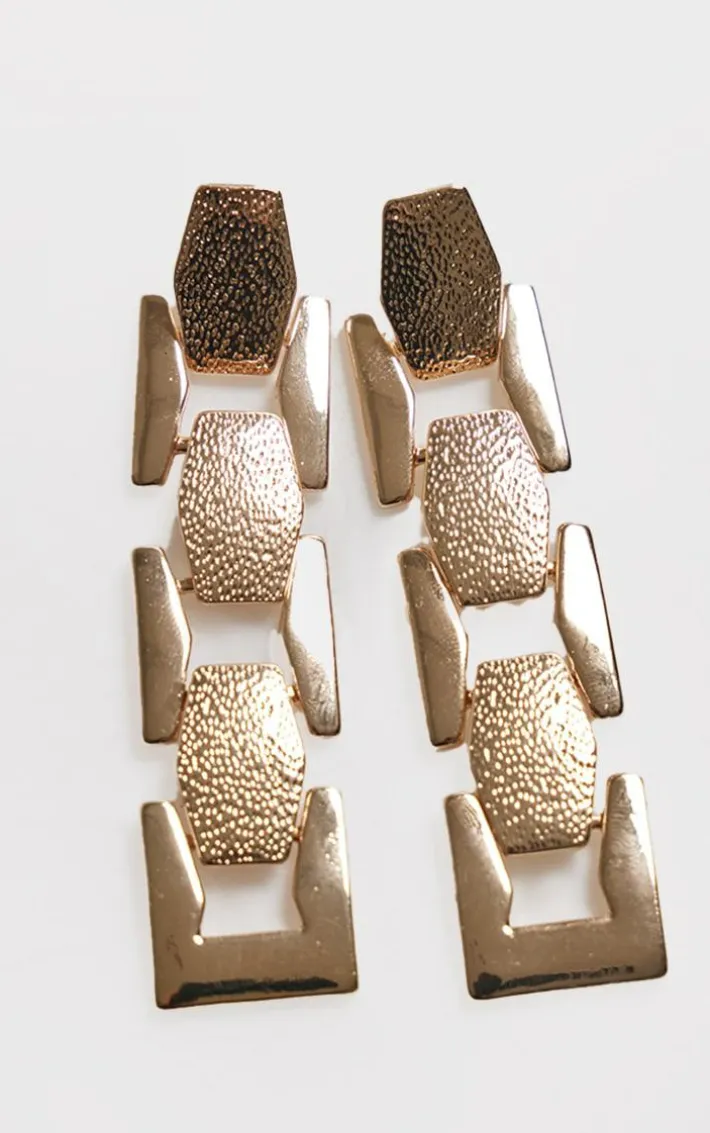 Gold Chunky Chain Drop Statement Earrings