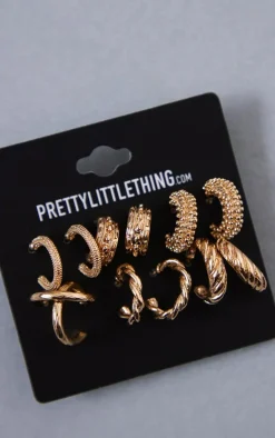 Gold Chunky Mini Hoop Multipack Earrings