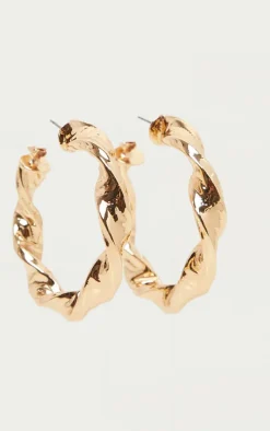 Gold Chunky Twist Hoop Earrings