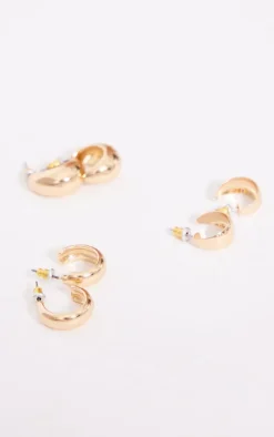 Gold Classic Simple Mutlipack Earrings