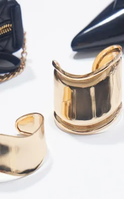 Gold Curved Bangle Set