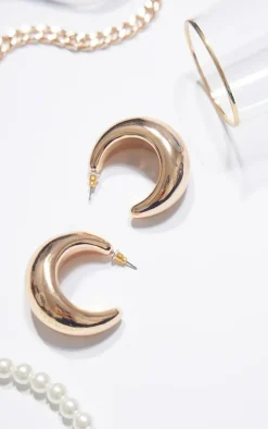 Gold Curved Hoop Earrings