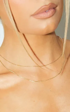 Gold Dainty Simple Chain Double Layering Necklace