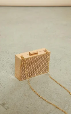 Gold Diamante Box Clutch