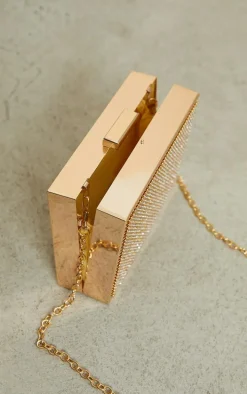 Gold Diamante Box Clutch