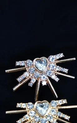 Gold Diamante Star Stud Earrings