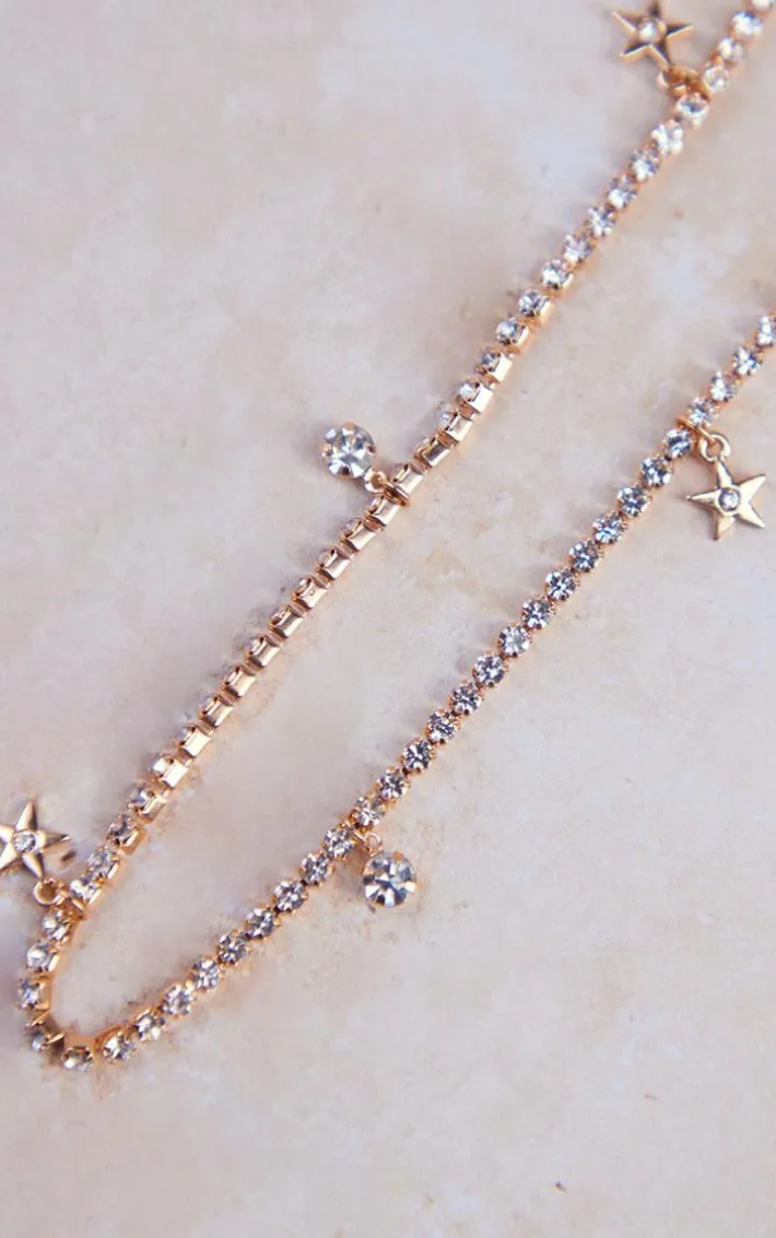 Gold Diamante Starfish Charm Belly Chain