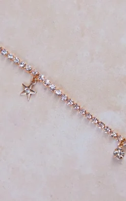 Gold Diamante Starfish Charm Belly Chain