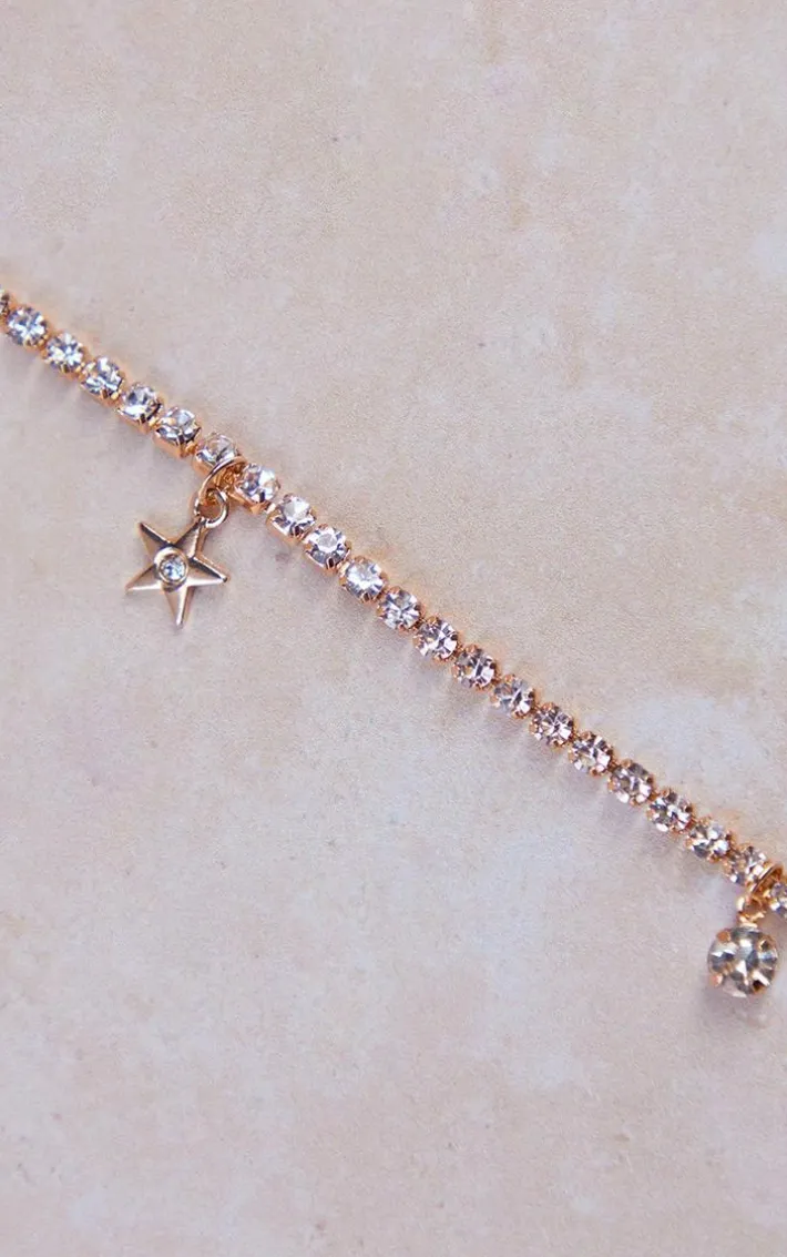 Gold Diamante Starfish Charm Belly Chain