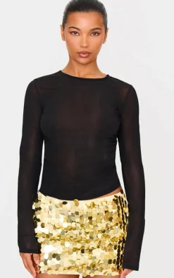 Gold Disc Sequin Mini Skirt
