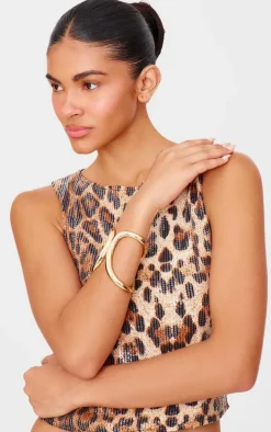 Gold Double Curved Bangle