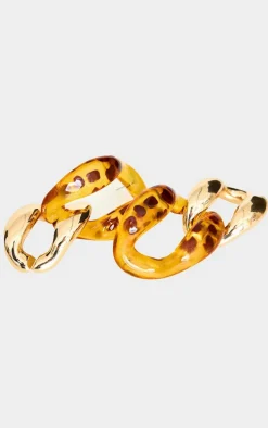Gold Double Hoop Leopard Print Earrings