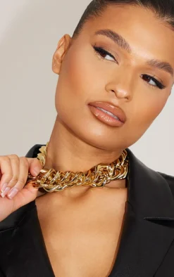 Gold Extra Chunky Chain Detail Necklace