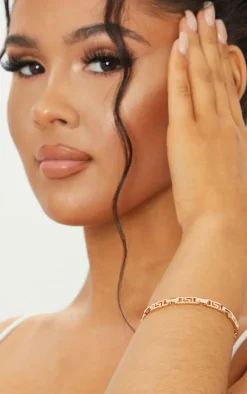 Gold Greek Key Link Bracelet