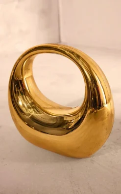 Gold Hard Smooth Curve Hand Bag