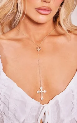 Gold Heart Cross Necklace