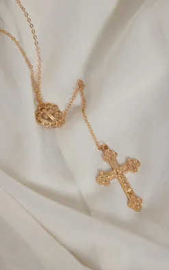 Gold Heart Cross Necklace