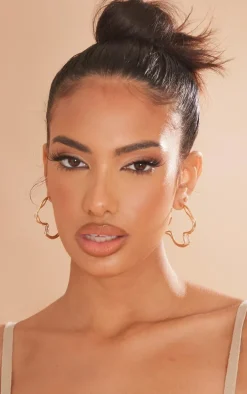 Gold Irregular Shaped Hoop Earrings