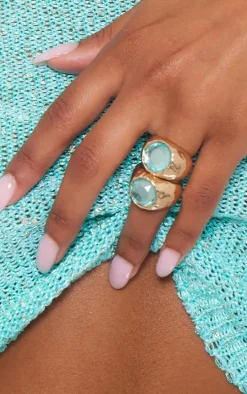 Gold Jewel Set Rings 2 Pack