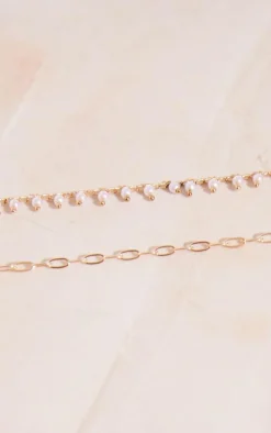 Gold Layered Chain Pearl Drop Belly Chain