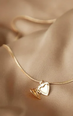 Gold Locket Snake Chain Necklace