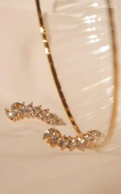 Gold Marquise Mini Ear Climber Stud Earrings