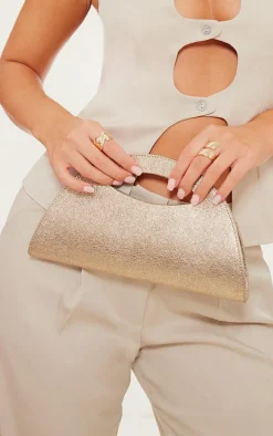 Gold Metallic Curved Mini Bag
