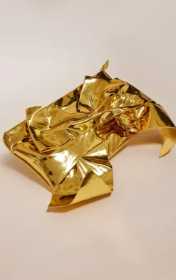 Gold Metallic Oversized Bow Clutch Bag