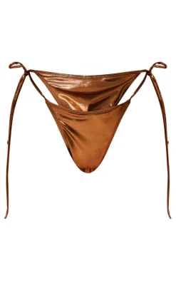 Gold Metallic Triangle Tie Bikini Top