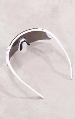 Gold Mirrored Lens Shield Sporty Visor Sunglasses