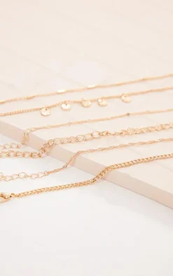 Gold Mixed Chain Charm Detail Bracelet Multipack