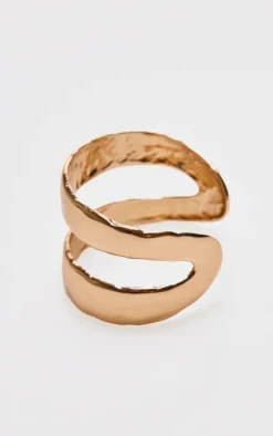 Gold Molten Double Cuff Bangle