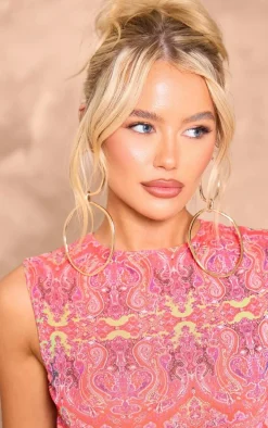 Gold Molten Oversized Abstract Statement Earrings