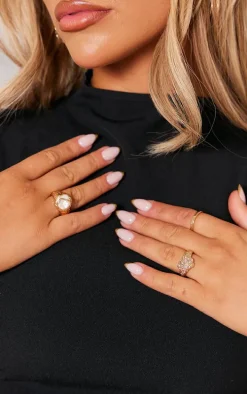 Gold Molten Set Pearl Multipack Rings