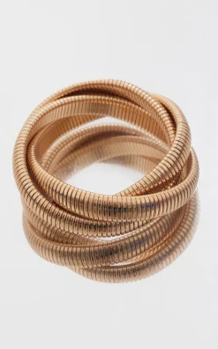Gold Rib Twist Bracelet