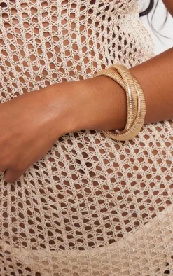 Gold Rib Twist Bracelet