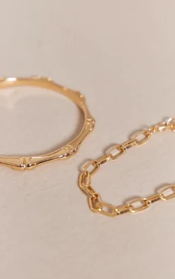 Gold Ridge Layered Chain Multipack Bangle